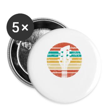 Retro E-Gitarre Geschenk Elektrogitarre Gitarrist - Buttons groß 56 mm (5er Pack) - Weiß - Vorne