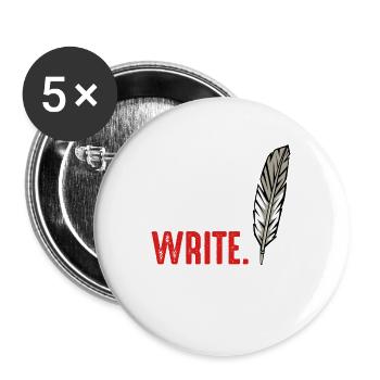 Eat Sleep Write Repeat Schreibmotivation - Buttons groß 56 mm (5er Pack) - Weiß - Vorne