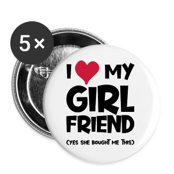 I love my Girlfriend she bought this Valentinesday - Buttons large 2.2''/56 mm (5-pack) - white - Front