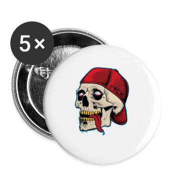 Crâne et os croisés squelette motif cappy osseux - Lot de 5 grands badges (56 mm) - blanc - Devant