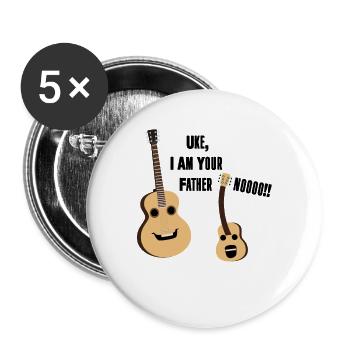Uke I Am Your Father T Shirt Ukulele Guitar Music - Buttons groß 56 mm (5er Pack) - Weiß - Vorne
