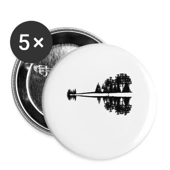 T-shirt ajusté pour guitare naturelle - Lot de 5 grands badges (56 mm) - blanc - Devant