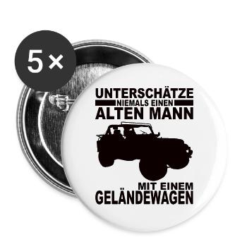 Geländewagen - Buttons groß 56 mm (5er Pack) - Weiß - Vorne
