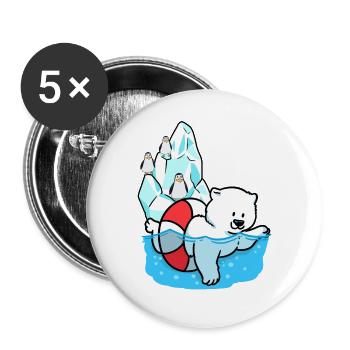 Eisbär Eisbären Arktis Wildtiere Klima Pinguin - Buttons groß 56 mm (5er Pack) - Weiß - Vorne