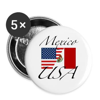Mexiko USA Flagge - Buttons groß 56 mm (5er Pack) - Weiß - Vorne