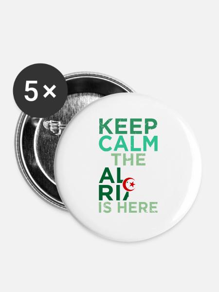 Algerien - Buttons groß 56 mm (5er Pack) - Weiß