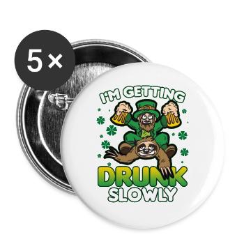IN GETTING DRUNK SLOWLY sloth goblin beer humor - Buttons large 2.2''/56 mm (5-pack) - white - Front