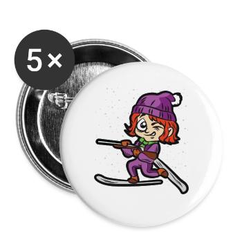 COOL BIATHLON GIRL sports d'hiver filles femmes - Lot de 5 grands badges (56 mm) - blanc - Devant