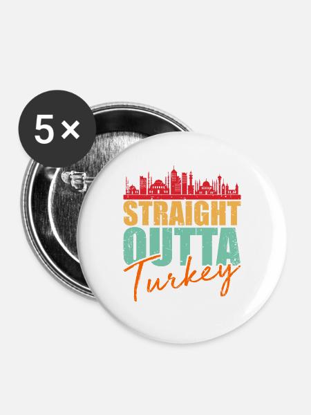 Türkei - Buttons groß 56 mm (5er Pack) - Weiß