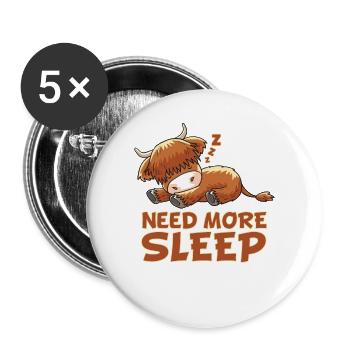 Kuh Schottisches Hochlandrind Highland Pyjama - Buttons groß 56 mm (5er Pack) - Weiß - Vorne