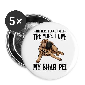 Salon Bulldog décontracté Imprimé Shar Pei - Lot de 5 grands badges (56 mm) - blanc - Devant