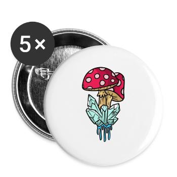Cadeau de champignon de cueillette de champignon de champignon de diamant - Lot de 5 grands badges (56 mm) - blanc - Devant
