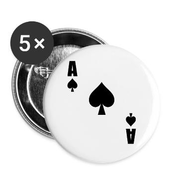 Kartenspiel Pik Schaufel Kostüm Karneval Outfit - Buttons groß 56 mm (5er Pack) - Weiß - Vorne