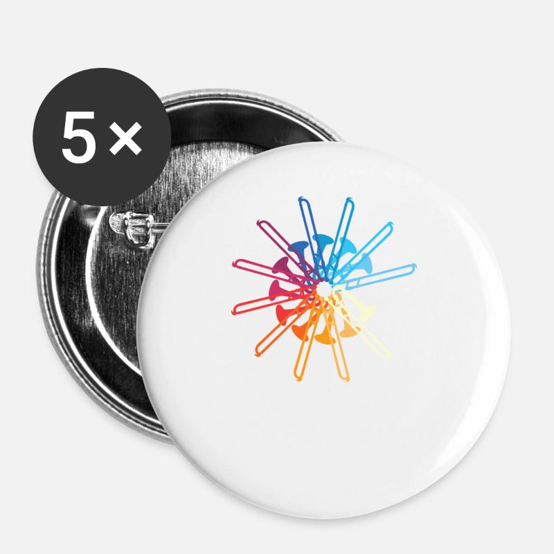 Trombone trombone - Buttons large 2.2''/56 mm (5-pack) - white