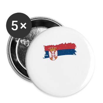 Serbie - Lot de 5 grands badges (56 mm) - blanc - Devant
