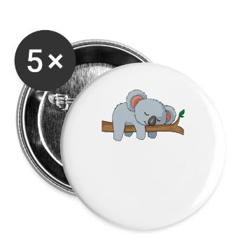 Koala Schlaf Faul süß Geschenk Geburtstag - Buttons groß 56 mm (5er Pack) - Weiß - Vorne