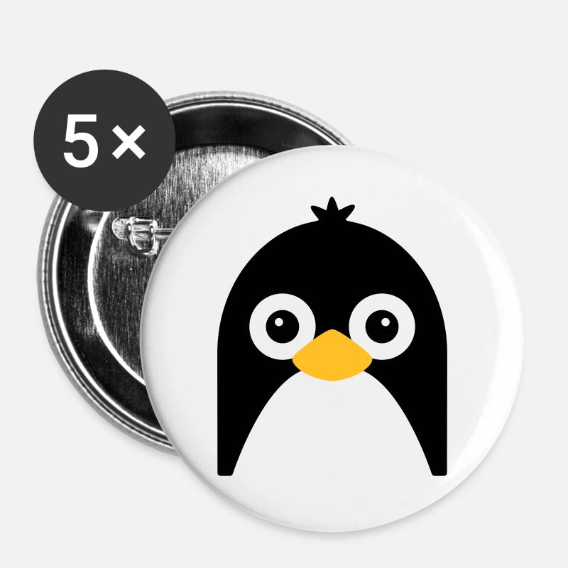 Cute Penguin Face - Buttons large 2.2''/56 mm (5-pack) - white