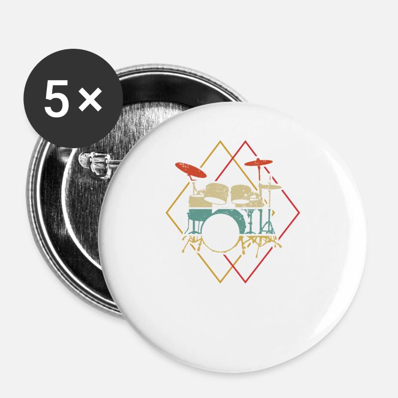 Drums drummer drummer gift - Buttons large 2.2''/56 mm (5-pack) - white