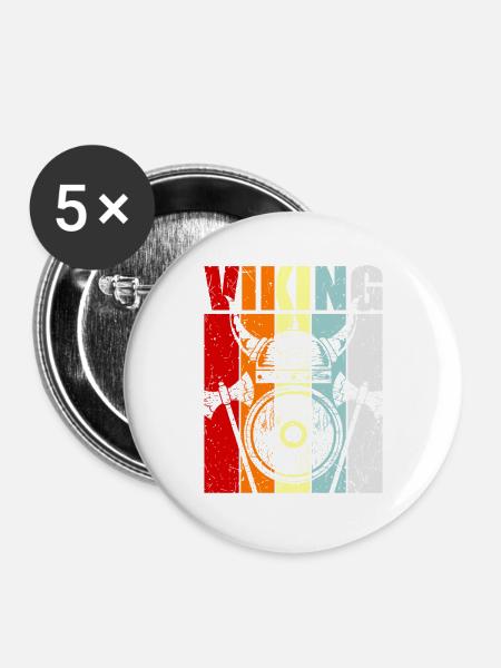 Wikinger Vikings - Buttons groß 56 mm (5er Pack) - Weiß