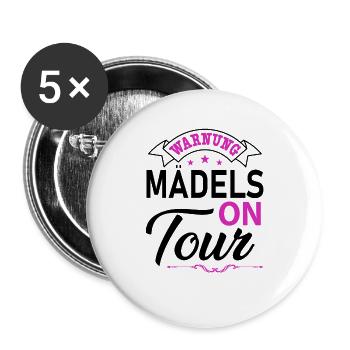 Mädels on Tour Mädelstrip Girls Trip Mädelstour - Buttons groß 56 mm (5er Pack) - Weiß - Vorne