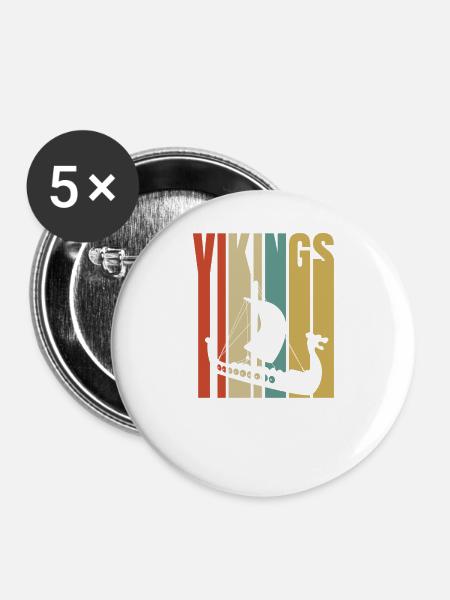 Wikinger Vikings - Buttons groß 56 mm (5er Pack) - Weiß