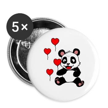 Cadeau de ballons d'anniversaire pour enfants Panda Bear - Lot de 5 grands badges (56 mm) - blanc - Devant