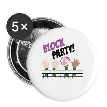 Block party volleyball team sport - Buttons large 2.2''/56 mm (5-pack) - white - Front
