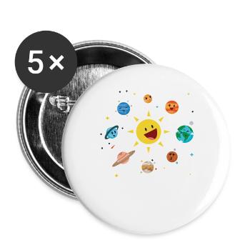 Chemise d'amant de l'espace du système solaire pour les enfants - Lot de 5 grands badges (56 mm) - blanc - Devant
