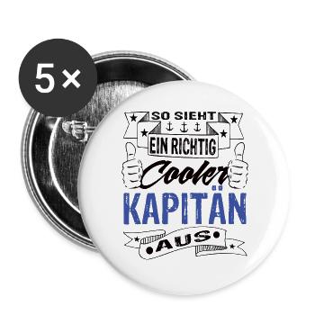 Kapitän - Buttons groß 56 mm (5er Pack) - Weiß - Vorne