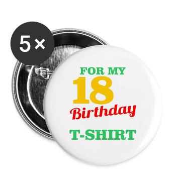 18th birthday - Buttons large 2.2''/56 mm (5-pack) - white - Front