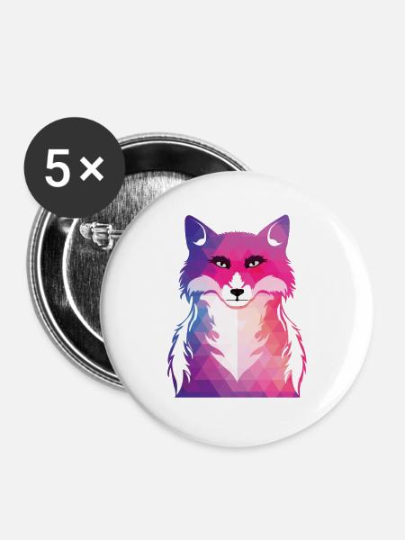 Fuchs - Buttons groß 56 mm (5er Pack) - Weiß