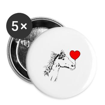 Pferd Geburtstag Glückwunsch Sieger Reiter Pony - Buttons groß 56 mm (5er Pack) - Weiß - Vorne