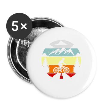 Cadeau de cadeau de vélo de vélo de roue de vélo de montagne - Lot de 5 grands badges (56 mm) - blanc - Devant