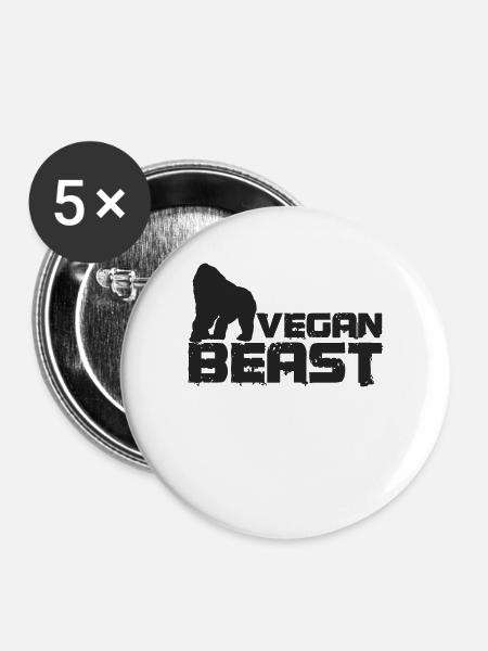 Veganes Biest Stark - Buttons groß 56 mm (5er Pack) - Weiß