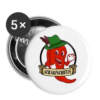 Schützenfest - Schützenverein - Scharfschütze - Buttons groß 56 mm (5er Pack) - Weiß - Vorne