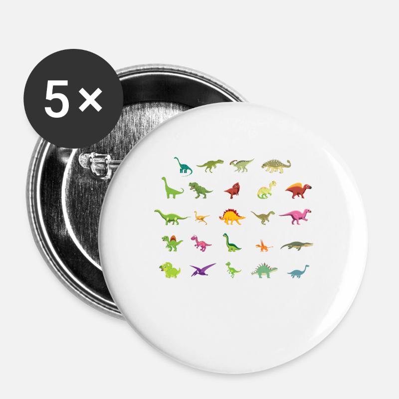 Types Of Dinosaur Dinosaur obsessed shirt - Buttons large 2.2''/56 mm (5-pack) - white