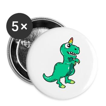 Einhorn Dinosaurier - Buttons groß 56 mm (5er Pack) - Weiß - Vorne