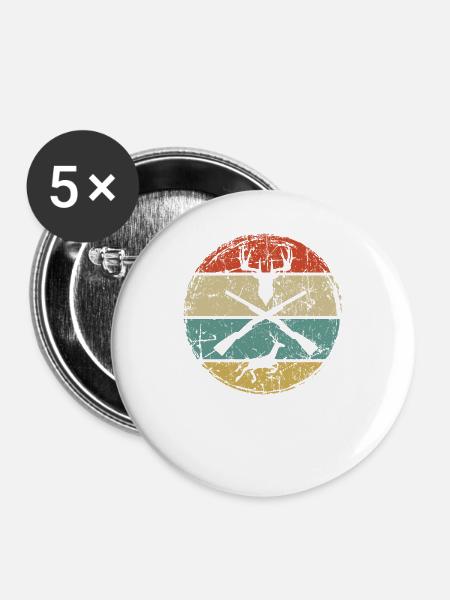 Jagd - Buttons groß 56 mm (5er Pack) - Weiß