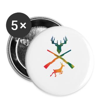Chasseur Chasseur t-shirt idée cadeau - Lot de 5 grands badges (56 mm) - blanc - Devant