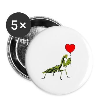 Insekt Insekten Gottesanbeterin Luftballon Öko - Buttons groß 56 mm (5er Pack) - Weiß - Vorne