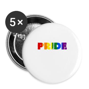 Pride Farbenrausch mit Proud Schrift - Buttons groß 56 mm (5er Pack) - Weiß - Vorne