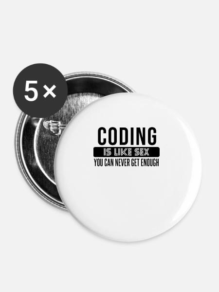 Coding Statement – Provokantes Entwicklerdesign - Buttons groß 56 mm (5er Pack) - Weiß