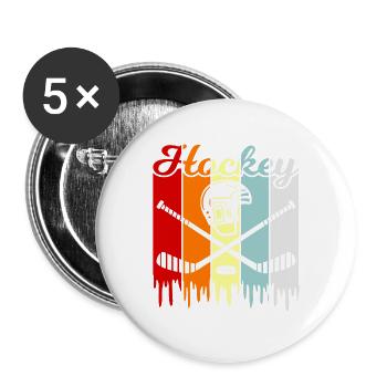 Hockey sur glace - Lot de 5 grands badges (56 mm) - blanc - Devant