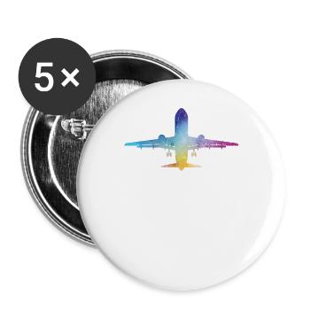 Avion - Lot de 5 grands badges (56 mm) - blanc - Devant