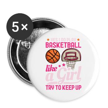Basket-ball - Lot de 5 grands badges (56 mm) - blanc - Devant