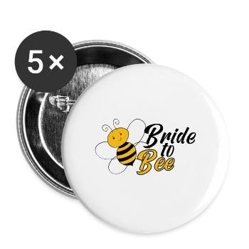 Braut Biene Hochzeit Geschenk - Buttons groß 56 mm (5er Pack) - Weiß - Vorne