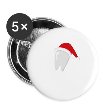 Santa Floss Zahnweihnachtslogo - Buttons groß 56 mm (5er Pack) - Weiß - Vorne