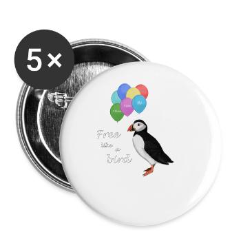Papageitaucher Free Like A Birds Vogel Zeichnung - Buttons groß 56 mm (5er Pack) - Weiß - Vorne