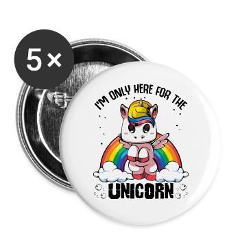 Regenbogen-Einhorn Wolkenzauber - Buttons groß 56 mm (5er Pack) - Weiß - Vorne
