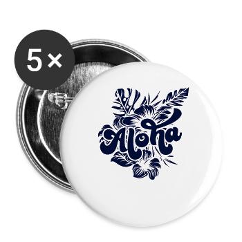 Aloha Hibiscus Hawaii - Buttons groß 56 mm (5er Pack) - Weiß - Vorne